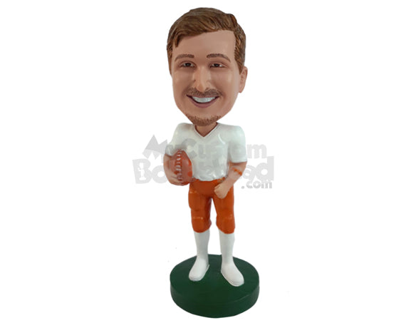 Professional Football Player Holding a Football Personalized Bobblehead Professional Football Player Holding a Football Personalized Bobblehead